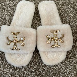 Tory Burch Jeweled Shearling Slides (sz.9)